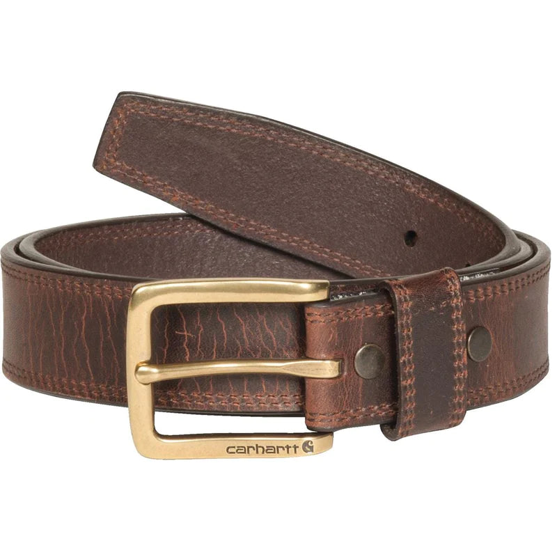 Leather Engraved Buckle Hamilton Belt - Brown