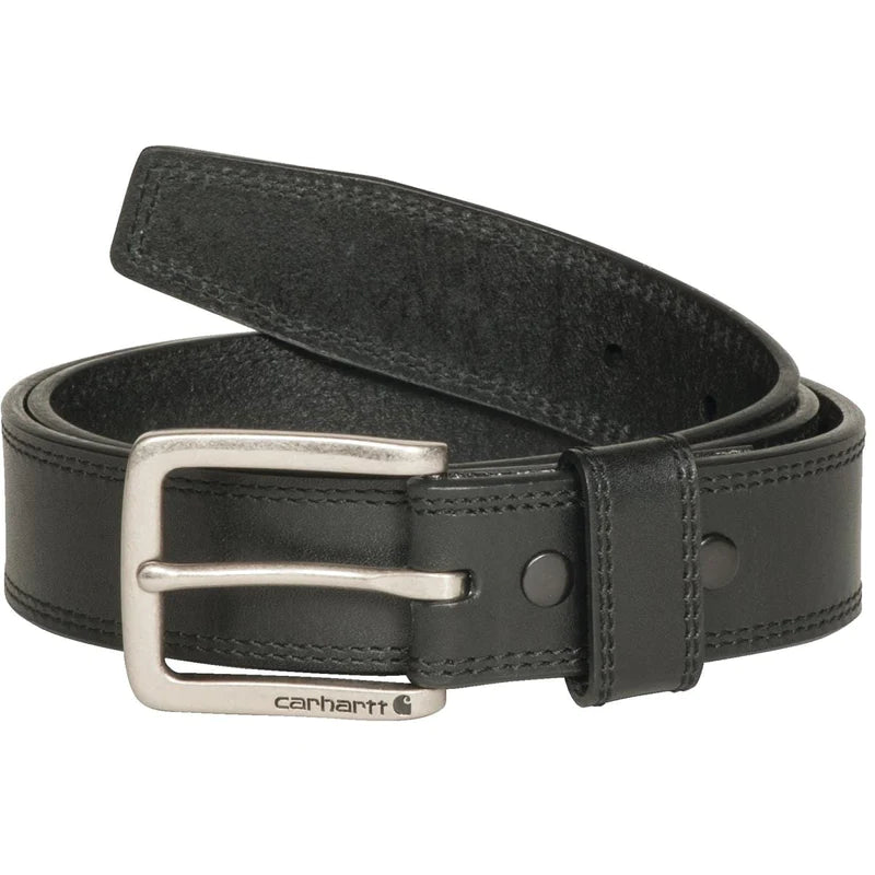 Leather Engraved Buckle Hamilton Belt - Black