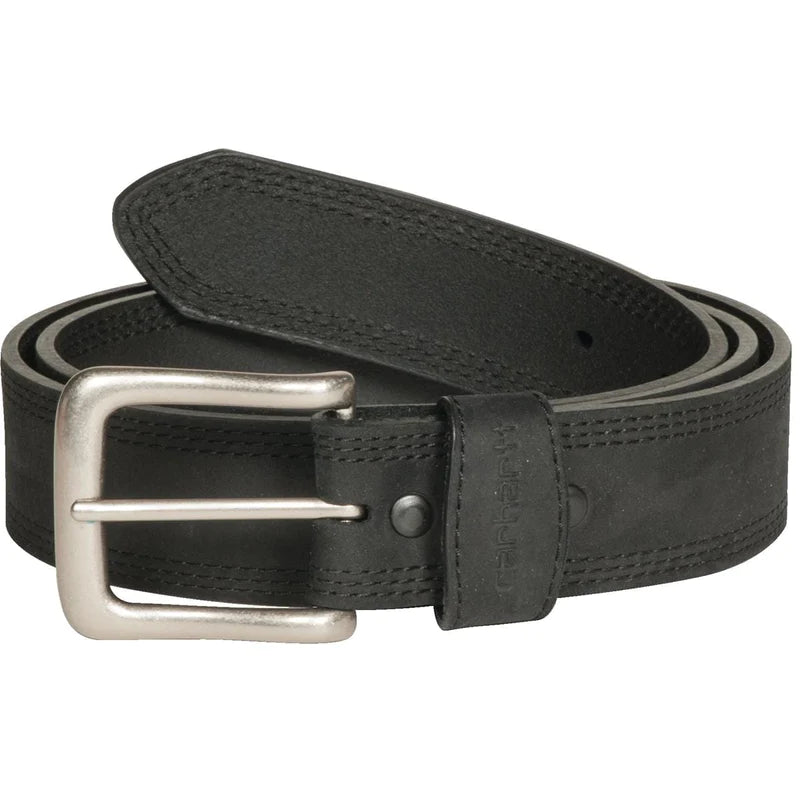 Leather Triple Stitch Detroit Belt - Black