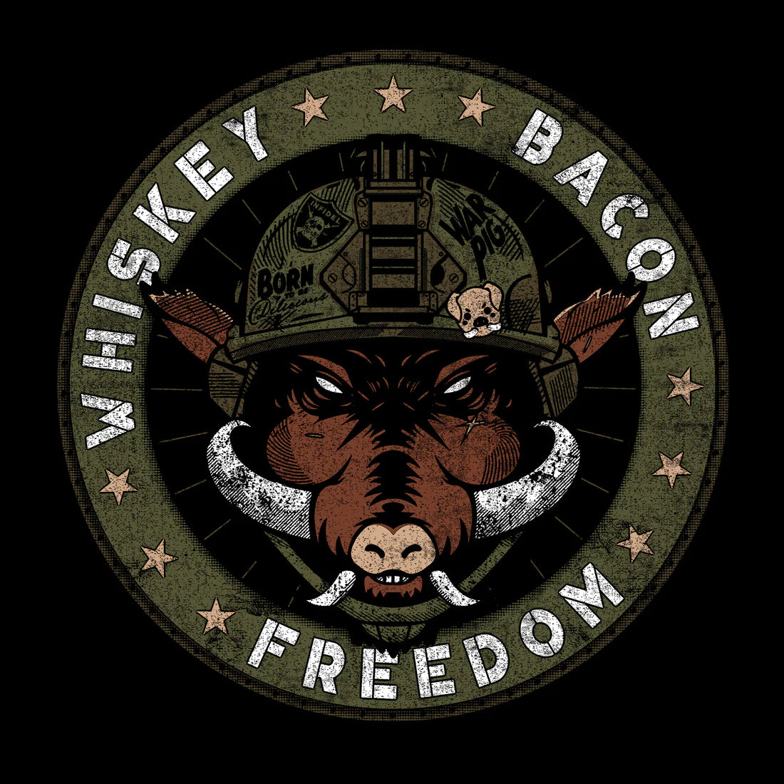 Whiskey. Bacon. Freedom. Tee - Black