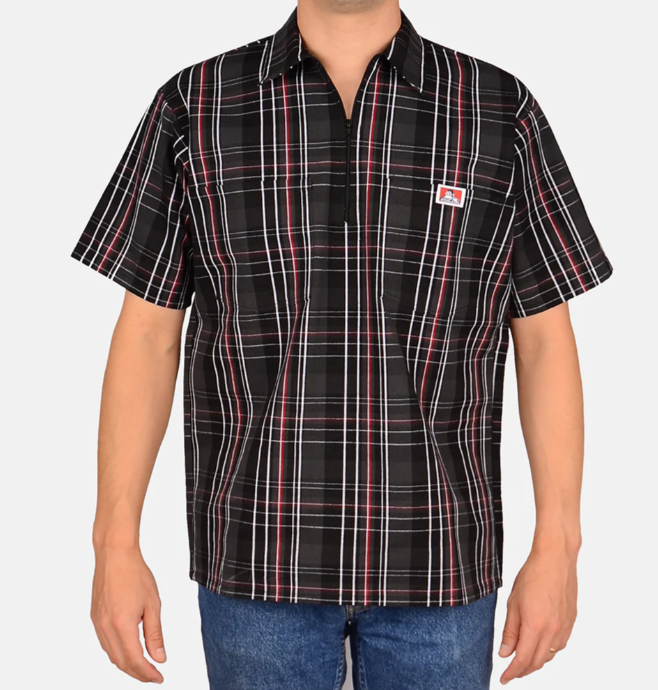 1/2 Zipper Short Sleeve Plaid - Black/Red - Purpose-Built / Home of the Trades -  - 