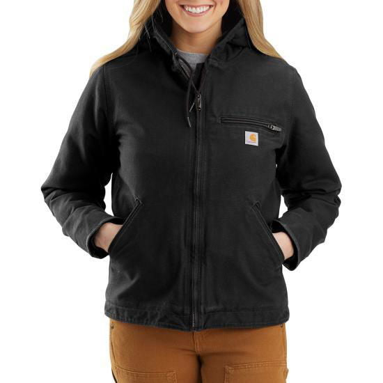104292 - Women'S Loose Fit Washed Duck Jacket - Sherpa Lined - Black - Purpose-Built / Home of the Trades -  - 