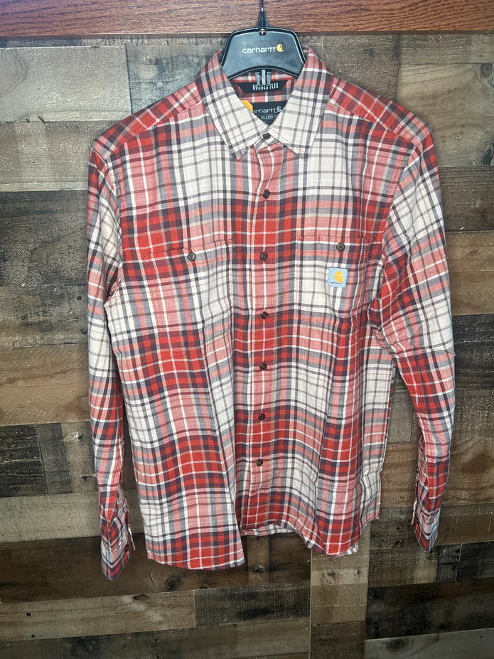Rugged flex® relaxed fit lightweight long-sleeve plaid shirt - Spice Red