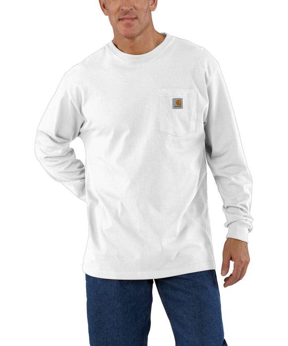 K126 - Loose fit heavyweight long-sleeve pocket t-shirt - White