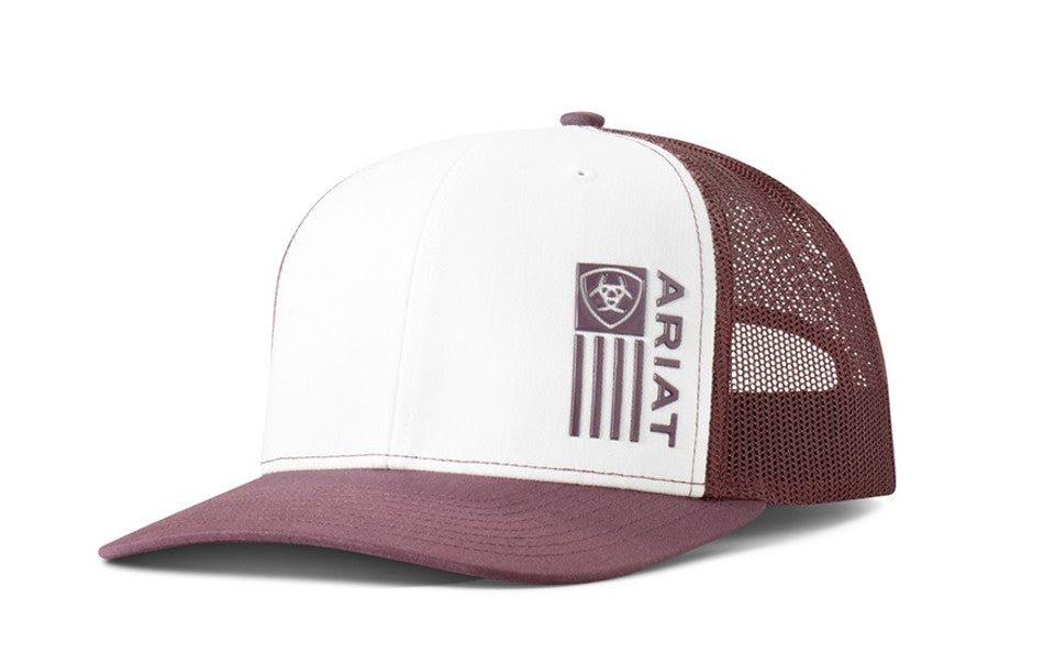 Ariat Men's Flag Logo Hat - Burgundy/White