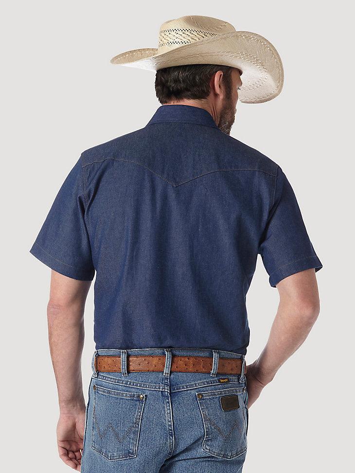 Western Cowboy Cut Short Sleeve Work Shirt - Rigid Indigo