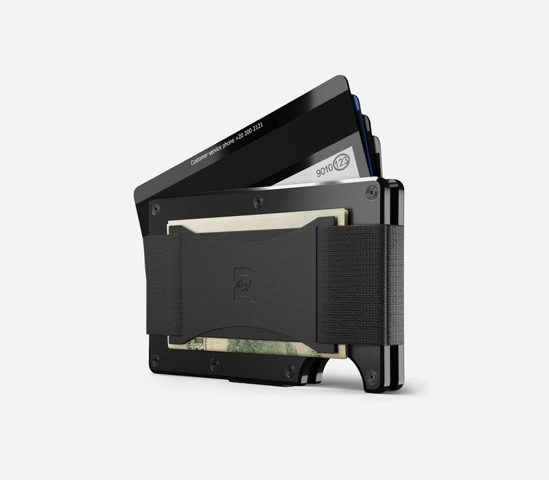 Aluminum | Royal Black Minimalist Wallet - Cash Strap - Purpose-Built / Home of the Trades