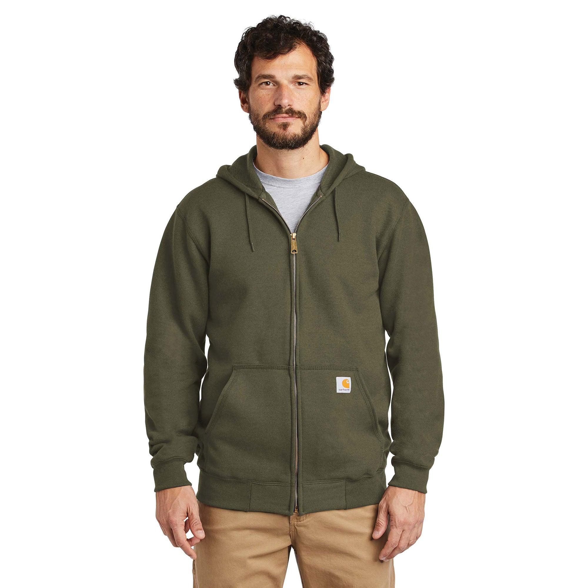 Fleece Hooded Zip-Front Sweatshirt - Moss