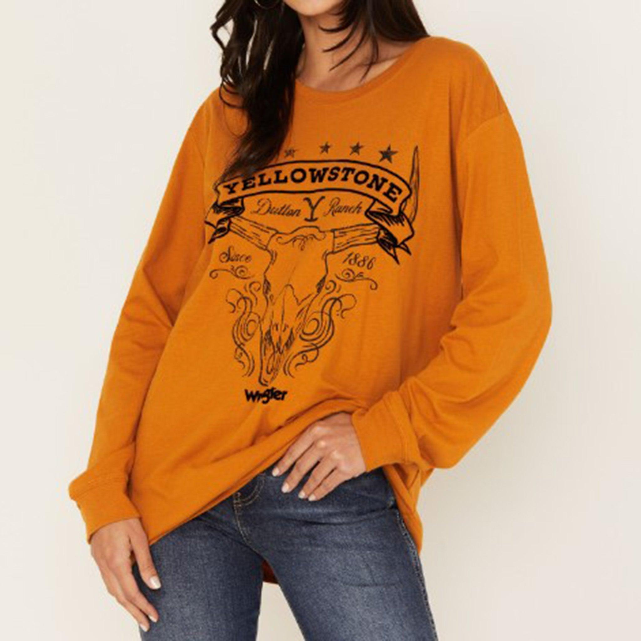 Women's Yellowstone Logo Long Sleeve Shirt - Gold - Purpose-Built / Home of the Trades
