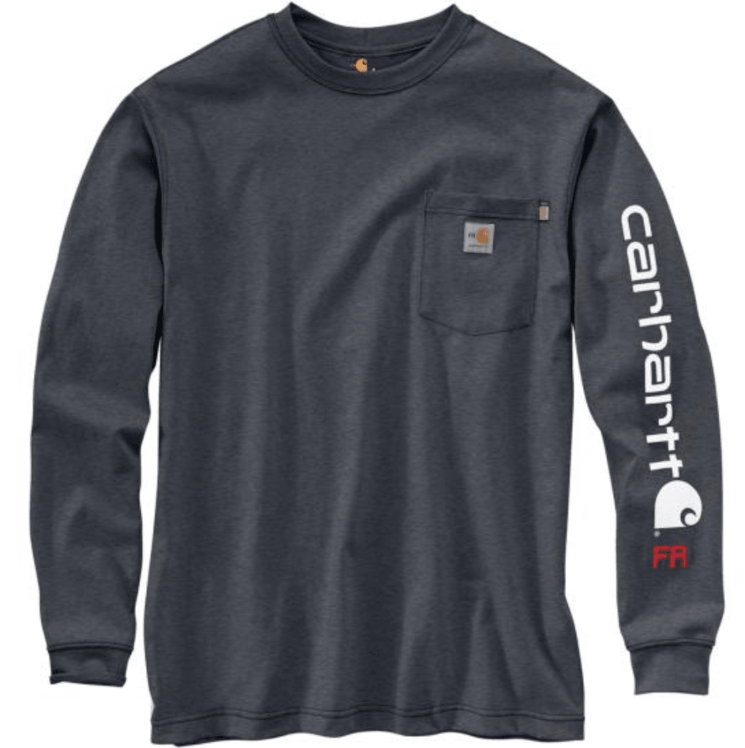 FR Force Long Sleeve Logo T-Shirt - Granite Heather - Purpose-Built / Home of the Trades