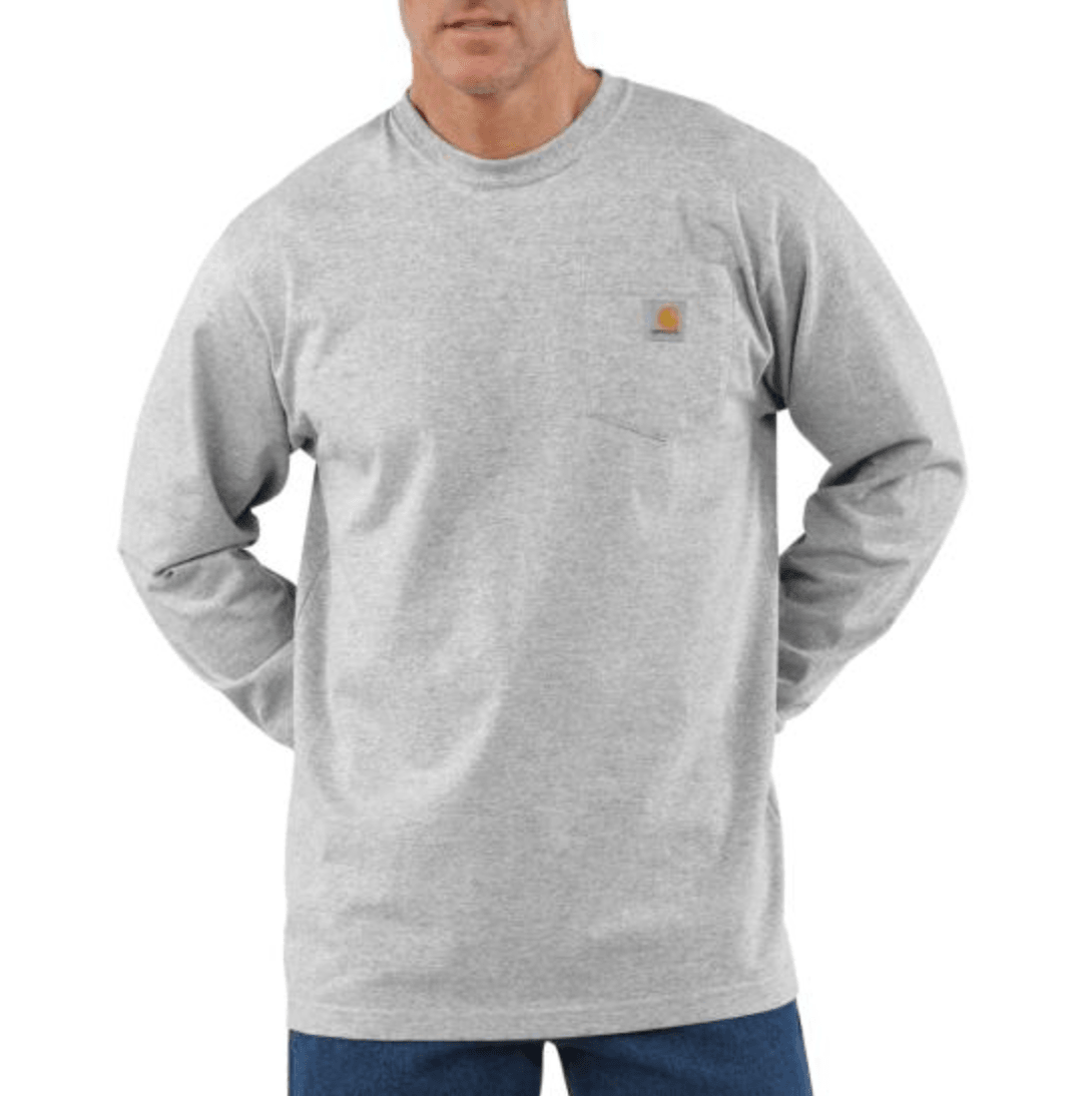 K128 - Loose fit heavyweight long-sleeve pocket henley t-shirt - Heather Grey - Purpose-Built / Home of the Trades