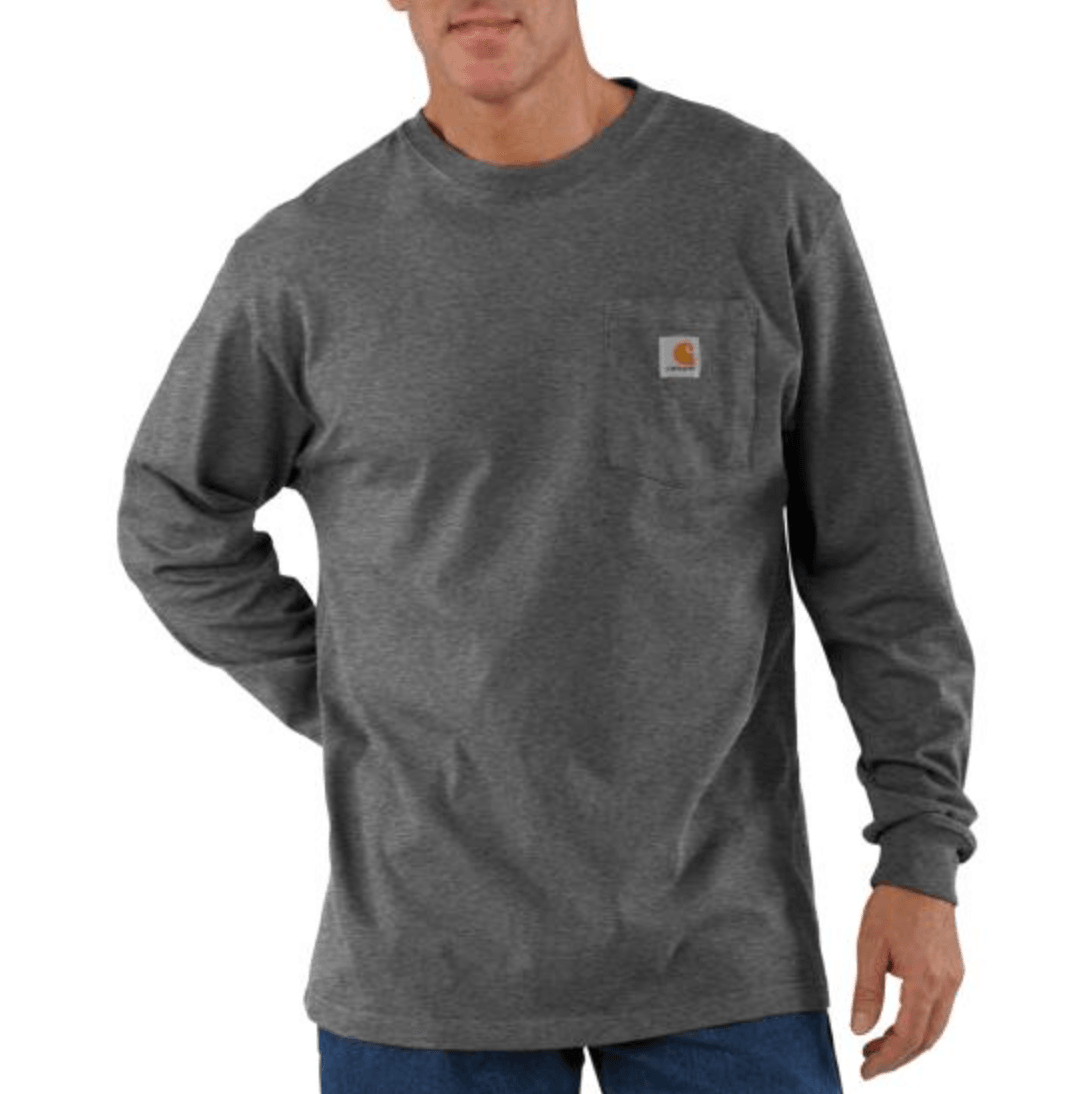 K128 - Loose fit heavyweight long-sleeve pocket Henley t-shirt- Carbon - Purpose-Built / Home of the Trades