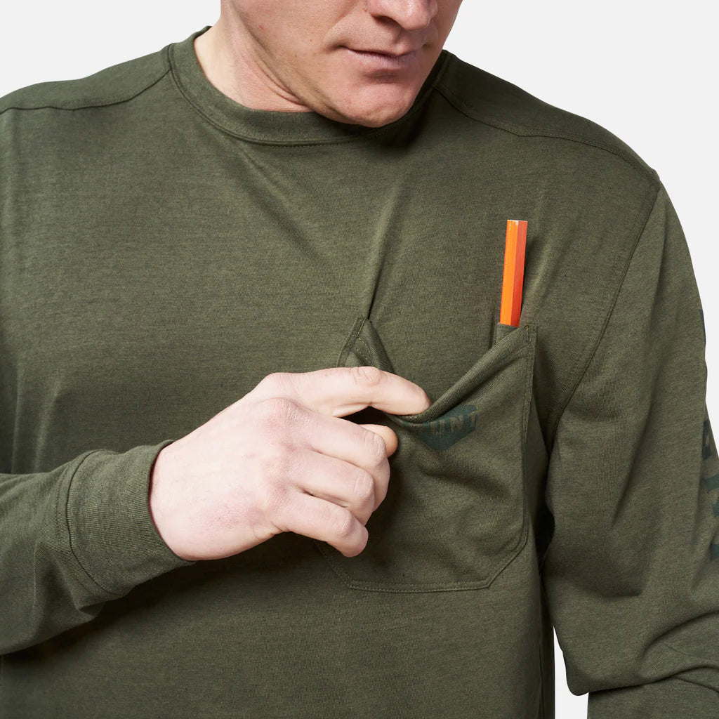 BRUNT Long Sleeve Pocket T-Shirt - Army Green Heather