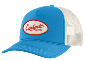 Women's Graphic Trucker Hat, Engineer Blue