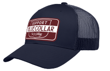 Barricade Shield Curved Bill Snapback Hat - Navy