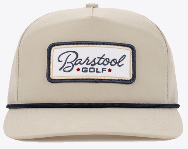 Barstool Golf 5-Panel Nylon Rope Snapback - Sand/Navy
