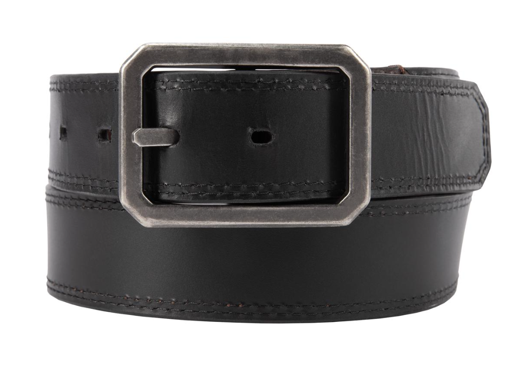 Leather Reversible Center Bar Buckle Belt- Brown/Black