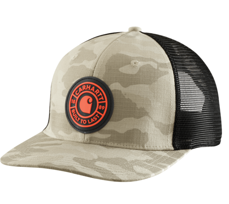 AH7342 M Ripstop MeshBack Camo Patch Cap- Fossil Tan Camo