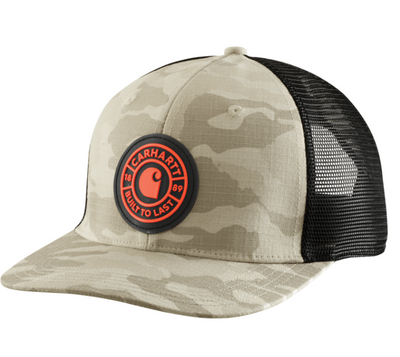 AH7342 M Ripstop MeshBack Camo Patch Cap- Fossil Tan Camo