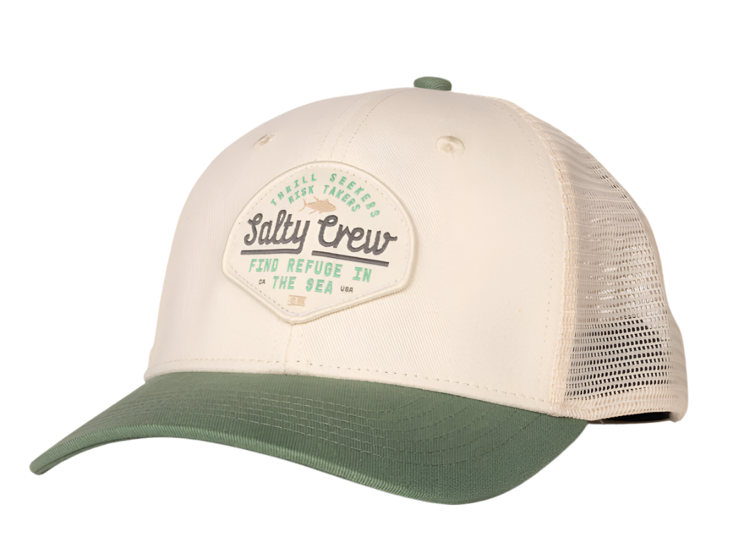 Border Trucker- Off White/Mid Green