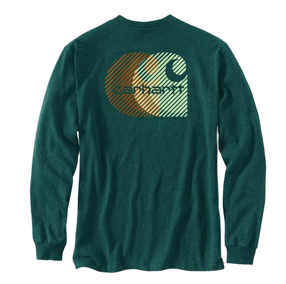 RF Heavyweight L/S Pocket C Graphic T-Shirt- Greenstone Heather