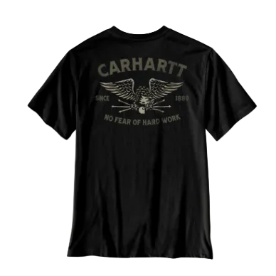 Irvine Relaxed Hardwork Eagle T-Shirt- Black/ Army Green