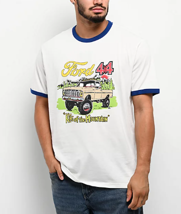Ford King of the Mountains SS Ringer Tee- White