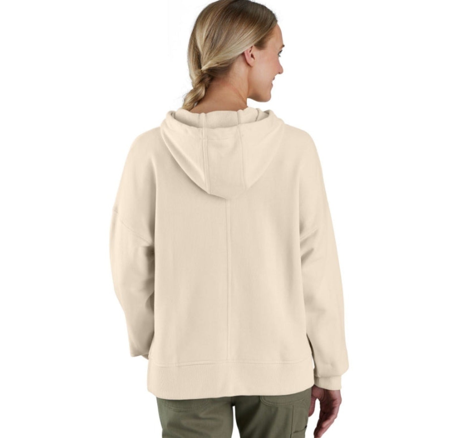 Women's Tencel Fiber Series Relaxed Fit Graphic Hooded Sweatshirt - Oat Milk