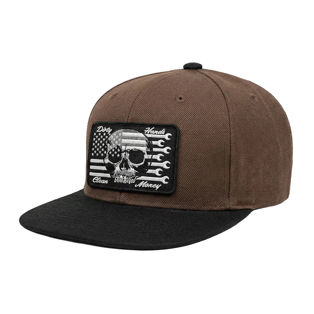 Flagship Skull Flat Brim Hat- Dark Putty Black