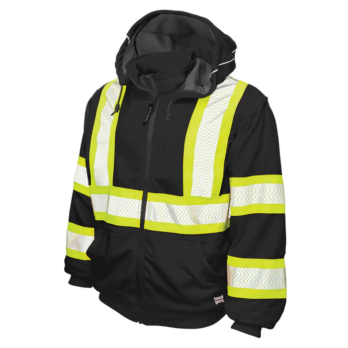 Fleece Thermal Lined Safety Hoodie W/Adjustable Drawcord - Black