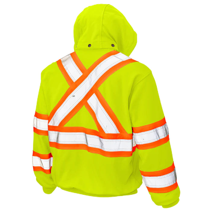 Fleece Unlined Safety Hoodie W/Adjustable Drawcord - Lime