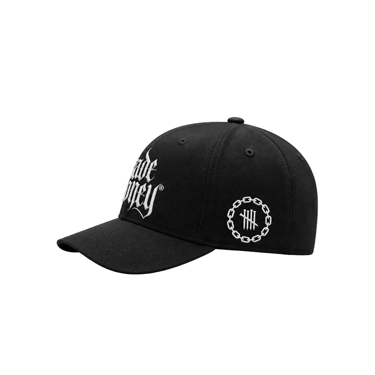 Stacked Curved Brim Snapback, Black