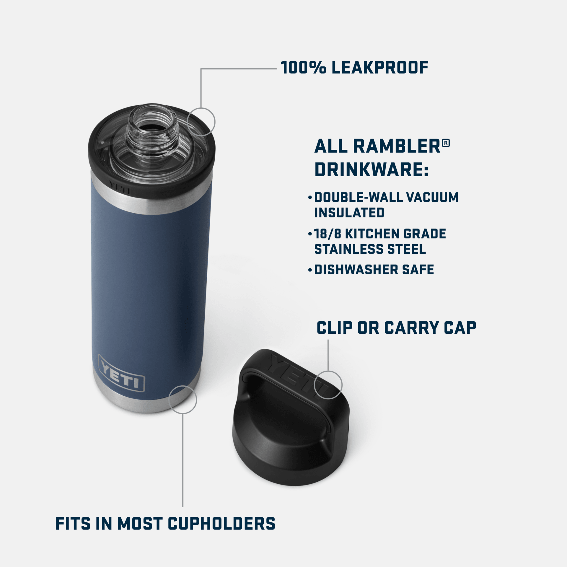 Rambler® 18 oz Water Bottle w/Chug Cap - Black - Purpose-Built / Home of the Trades