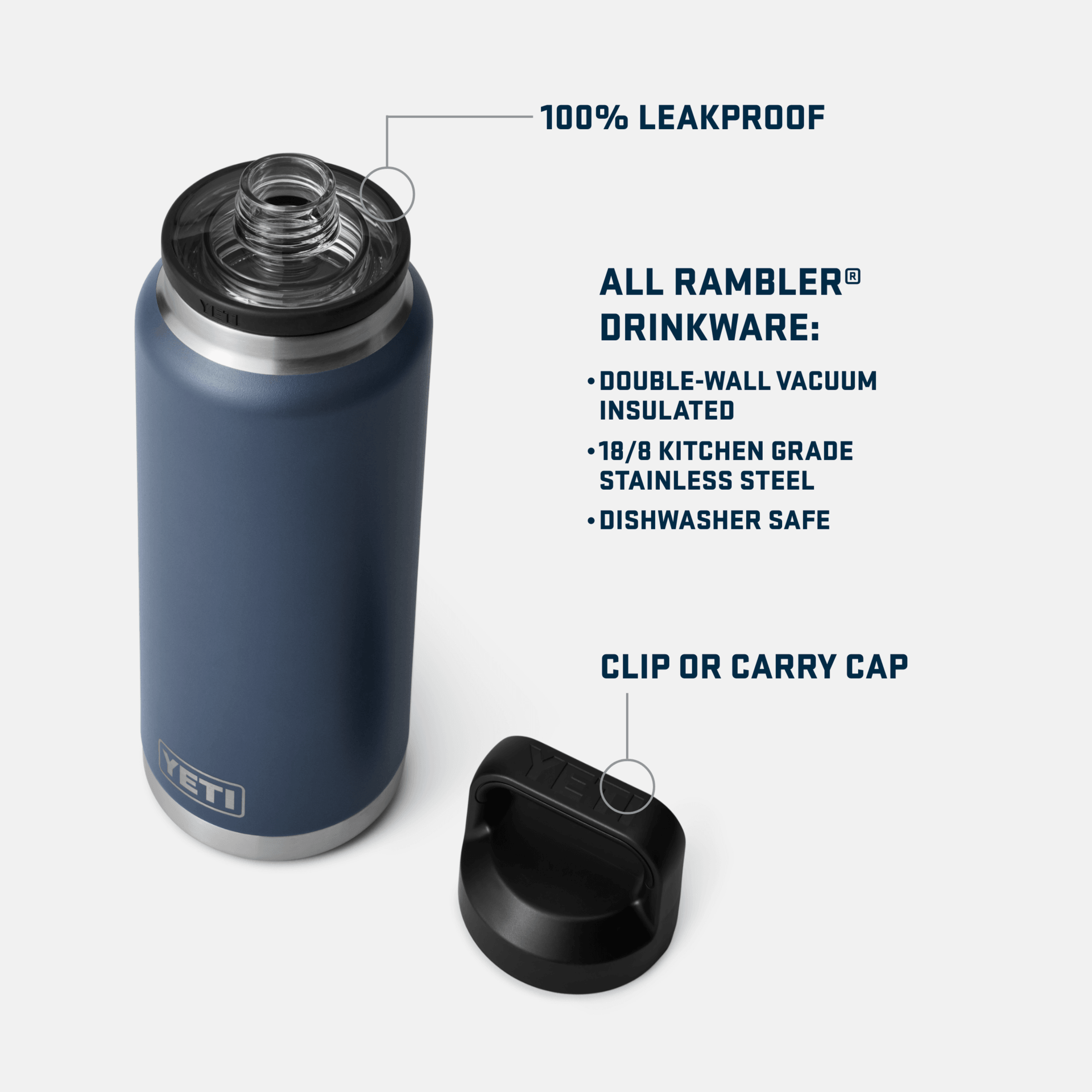 Rambler® 36 oz Water Bottle w/Chug Cap - Navy - Purpose-Built / Home of the Trades