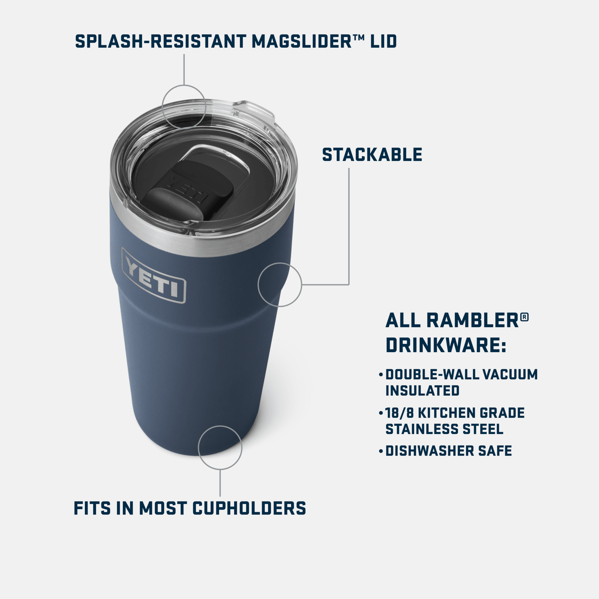 Rambler® 16 oz Stackable Pint w/Magslider™ Lid - Black - Purpose-Built / Home of the Trades