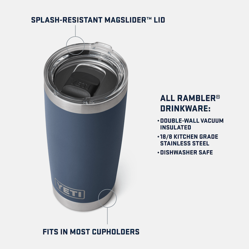 Rambler® 20 oz Tumbler w/Magslider™ Lid - Black - Purpose-Built / Home of the Trades