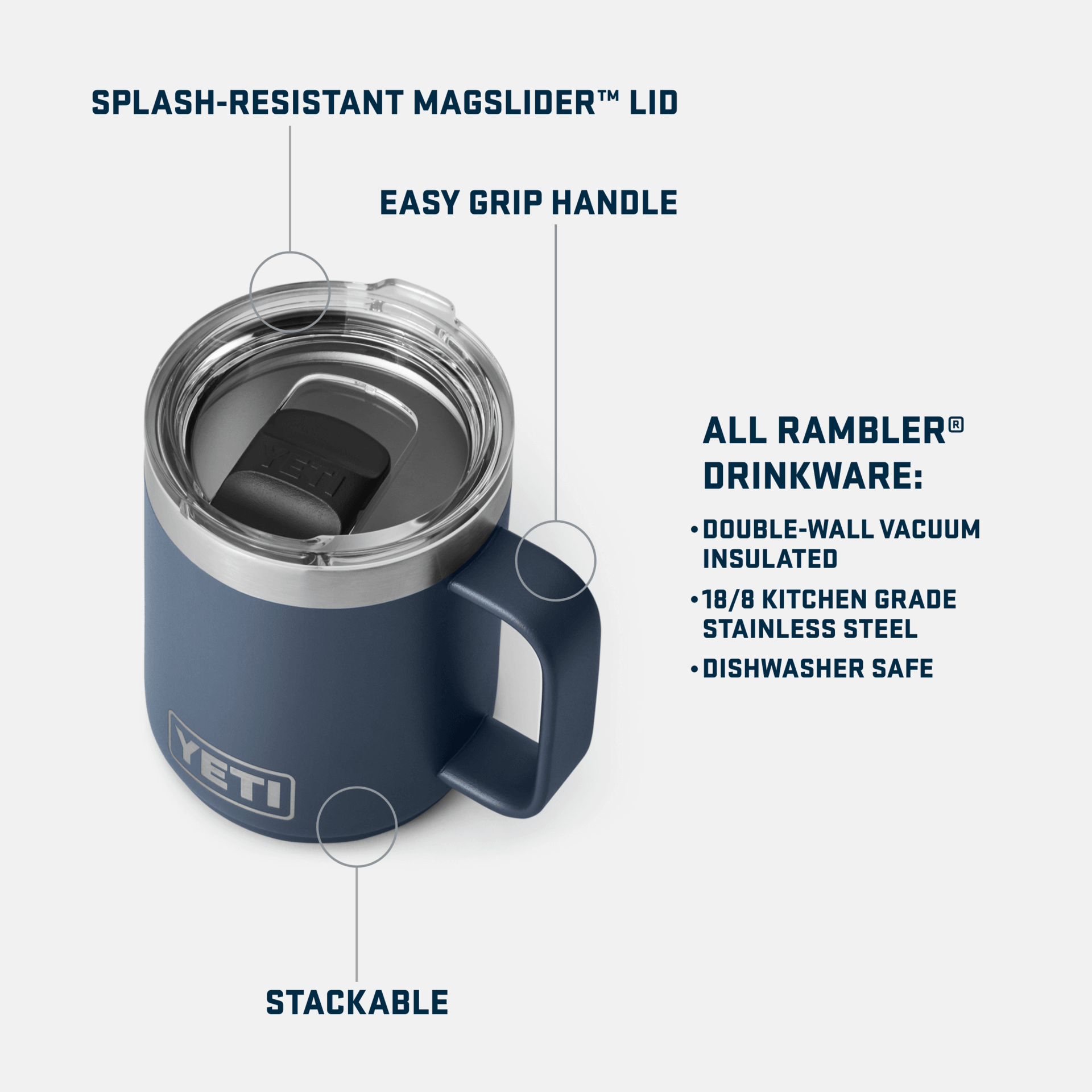 Rambler® 10 oz Stackable Mug - Charcoal - Purpose-Built / Home of the Trades