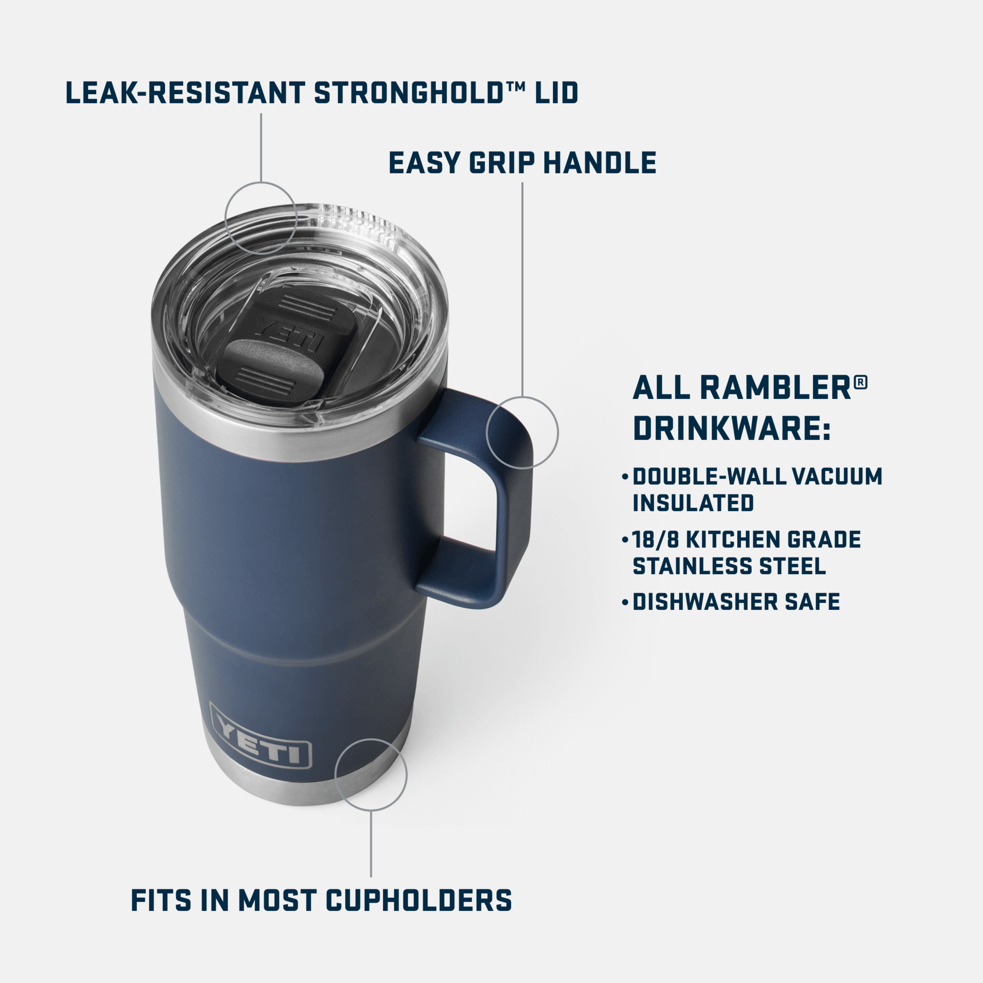 Rambler® 20 oz Travel Mug - Rescue Red - Purpose-Built / Home of the Trades