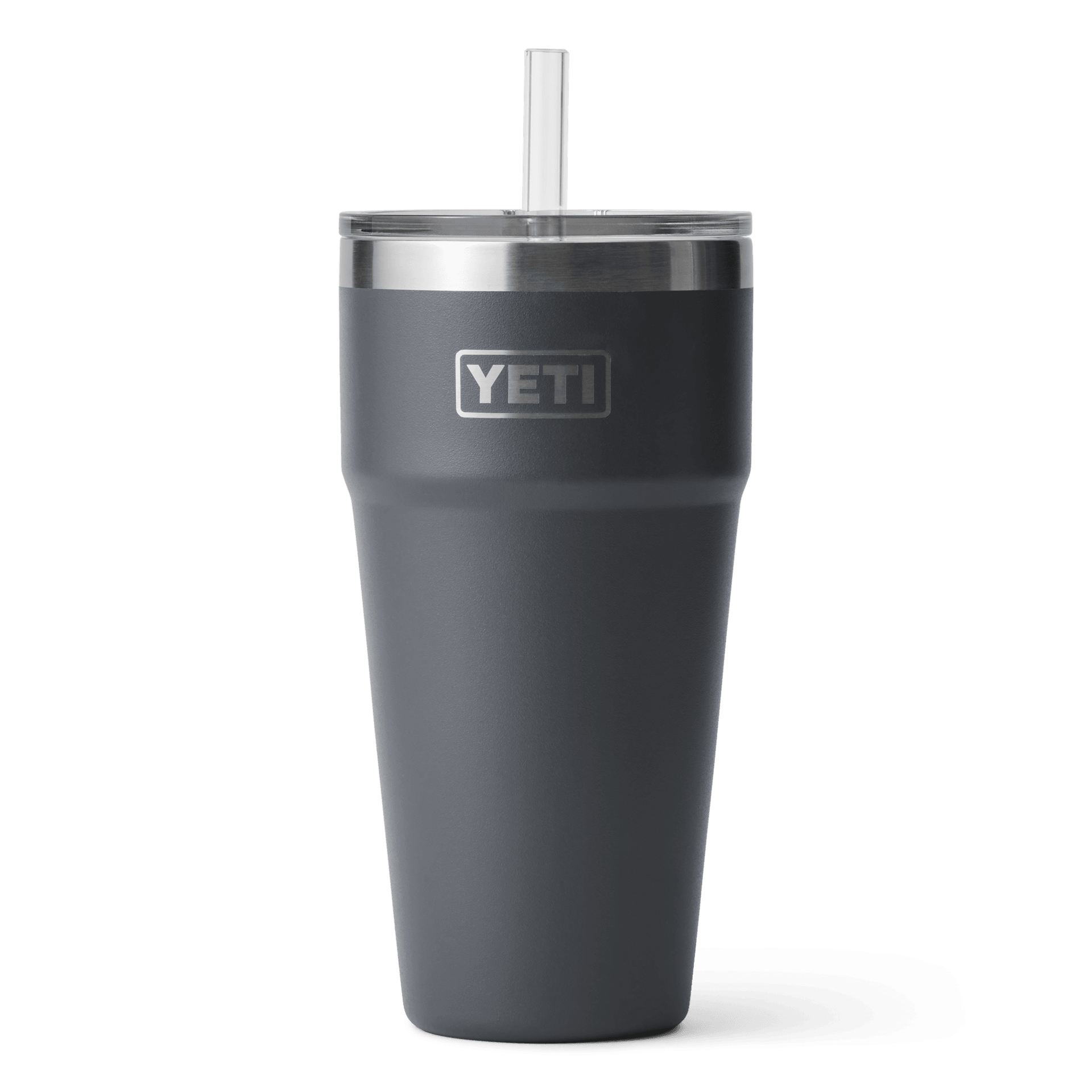 Rambler® 26 oz Stackable Cup w/Straw Lid - Charcoal - Purpose-Built / Home of the Trades