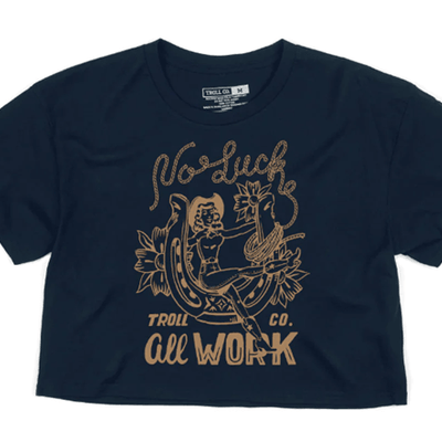 Women's No Luck Crop Tee - Navy