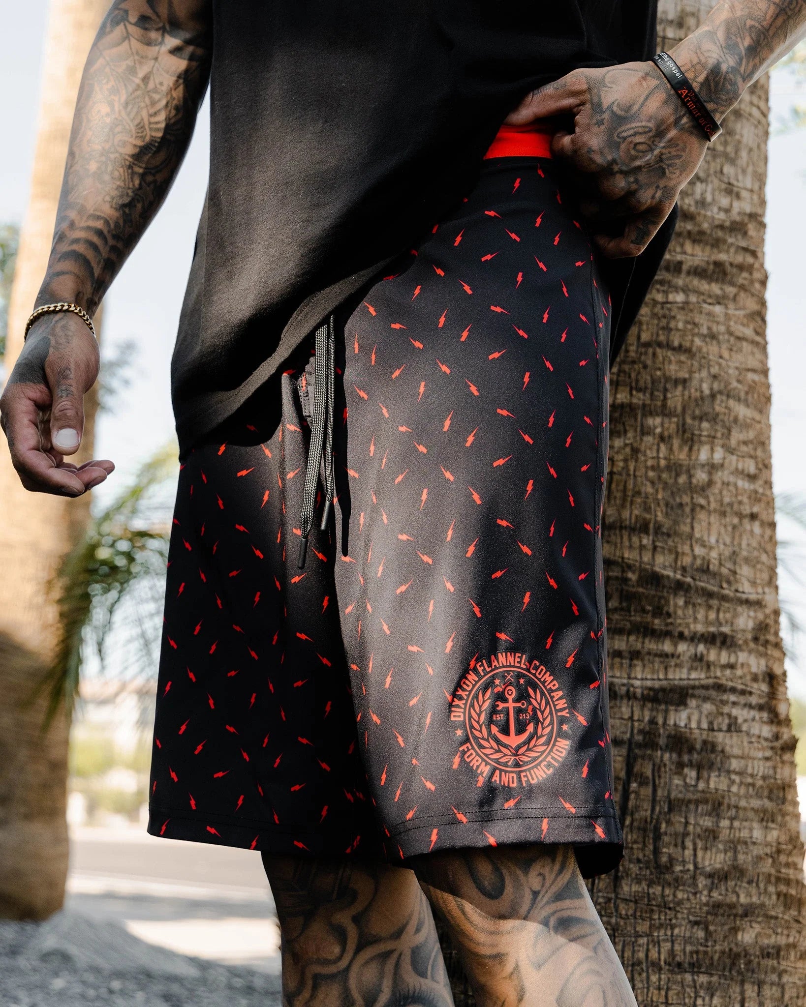 Black & Red Bolt 21" Boardshort