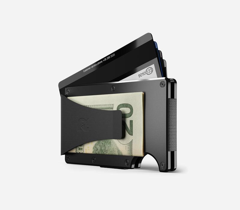 Aluminum | Royal Black Minimalist Wallet - Money Clip - Purpose-Built / Home of the Trades