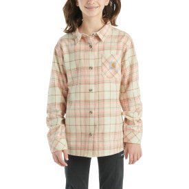 Youth Girls Long-Sleeve Flannel Button-Front Shirt - Malt