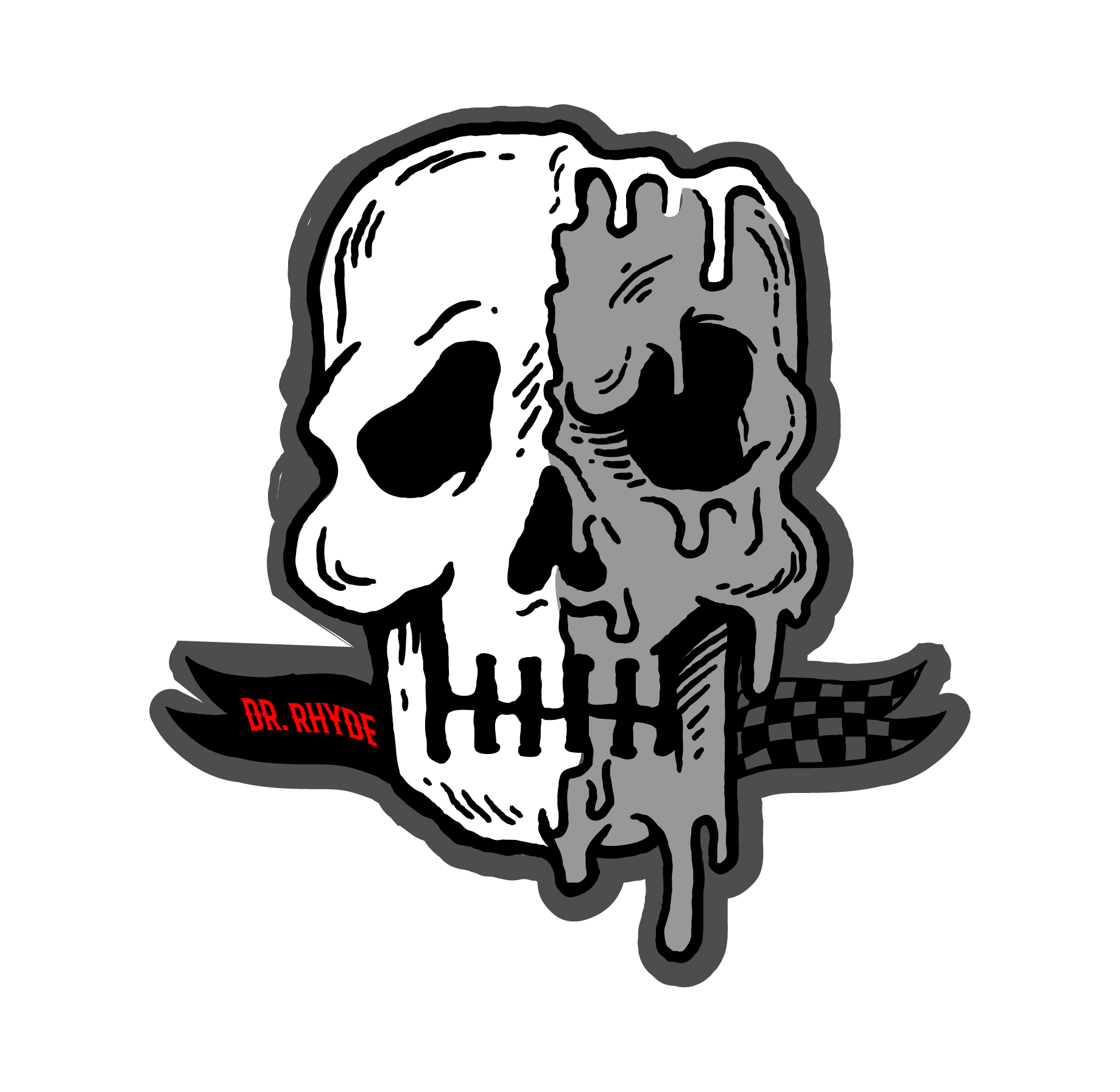 Dr Rhyde Skully Sticker, 3.5"