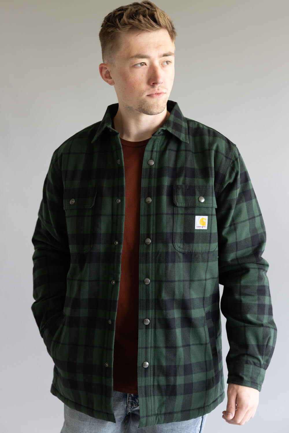 Relaxed Fit Flannel Sherpa-Lined Shirt Jac - Forestry Green