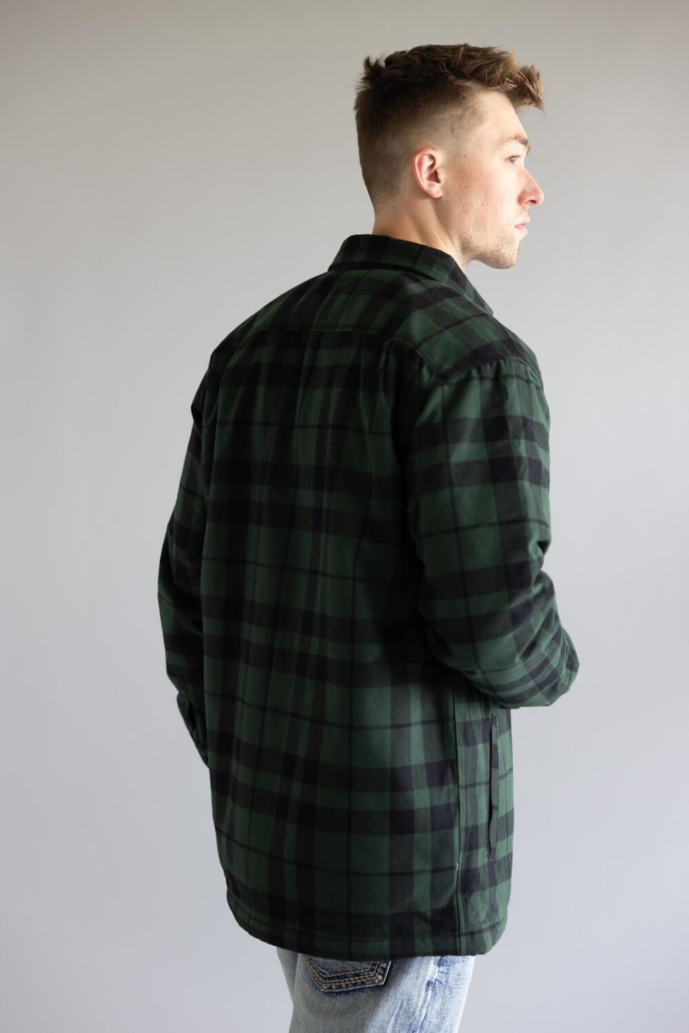 Relaxed Fit Flannel Sherpa-Lined Shirt Jac - Forestry Green