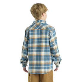 Youth Long Sleeve Flannel Button-Front Shirt - Real Teal