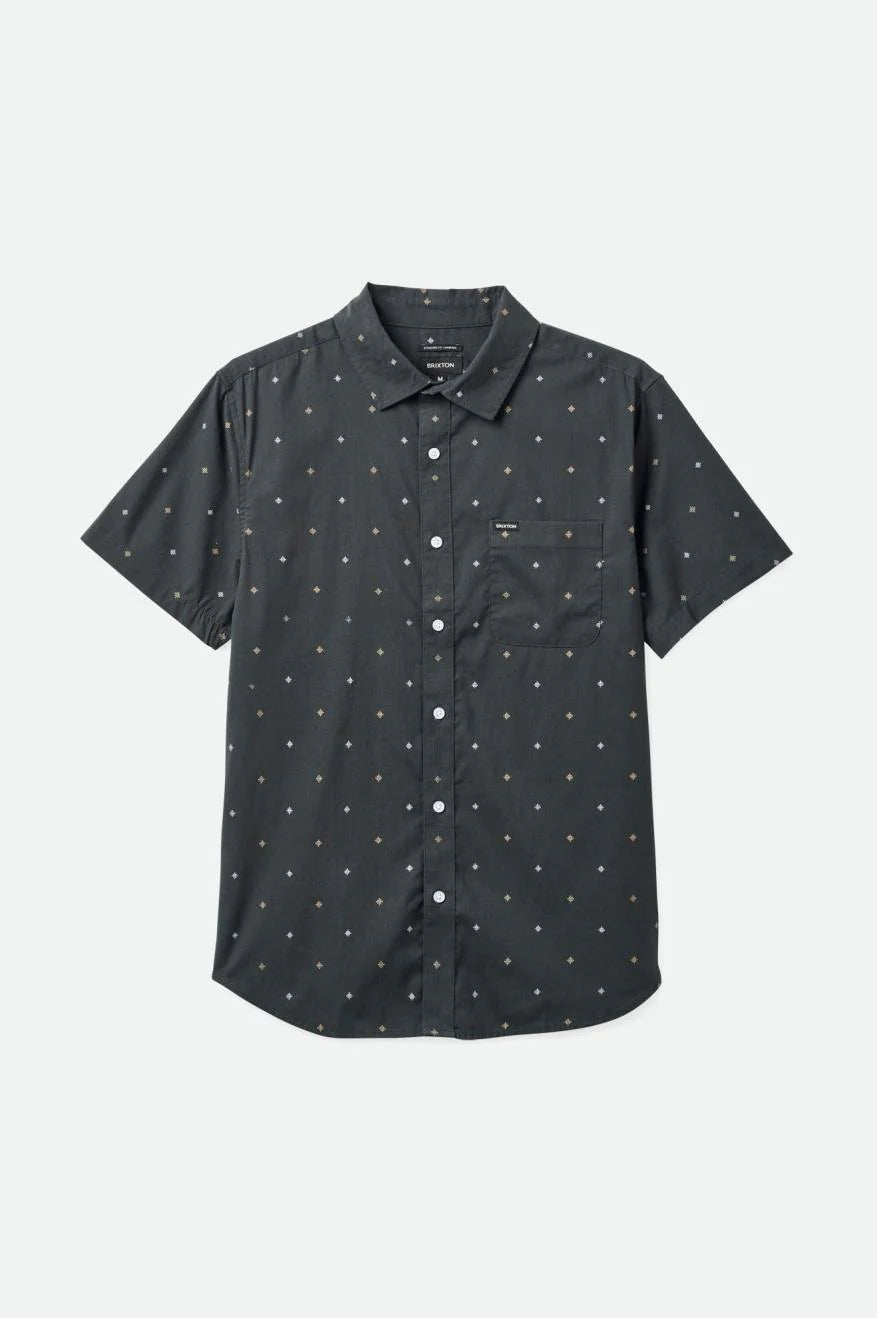 Charter print Short Sleeve woven pyramid shirt - Black