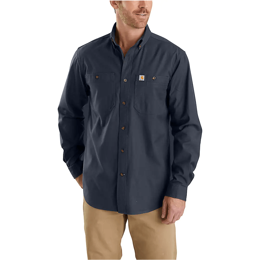 Rugged flex® relaxed fit midweight canvas long-sleeve shirt - Navy