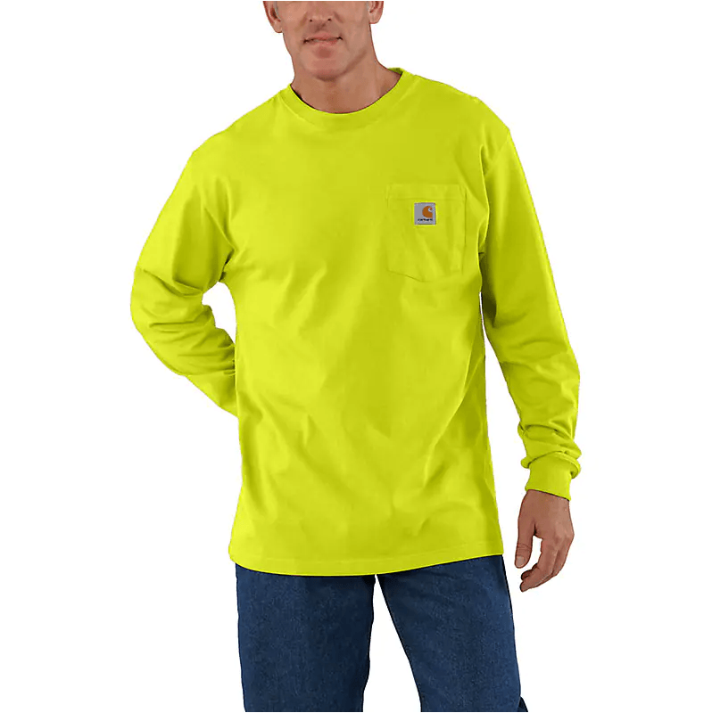 K126 - Loose fit heavyweight long-sleeve pocket t-shirt - Brite Lime - Purpose-Built / Home of the Trades